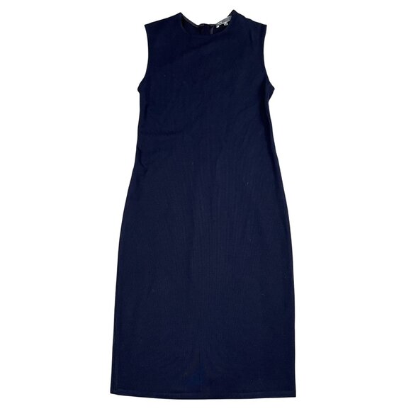 Vince Navy Knee Length Ribbed Sheath Pencil Dress Sz XS - Picture 1 of 5